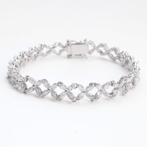 3.57 Carat Fancy Marquise Diamond Bracelet in 14K White Gold