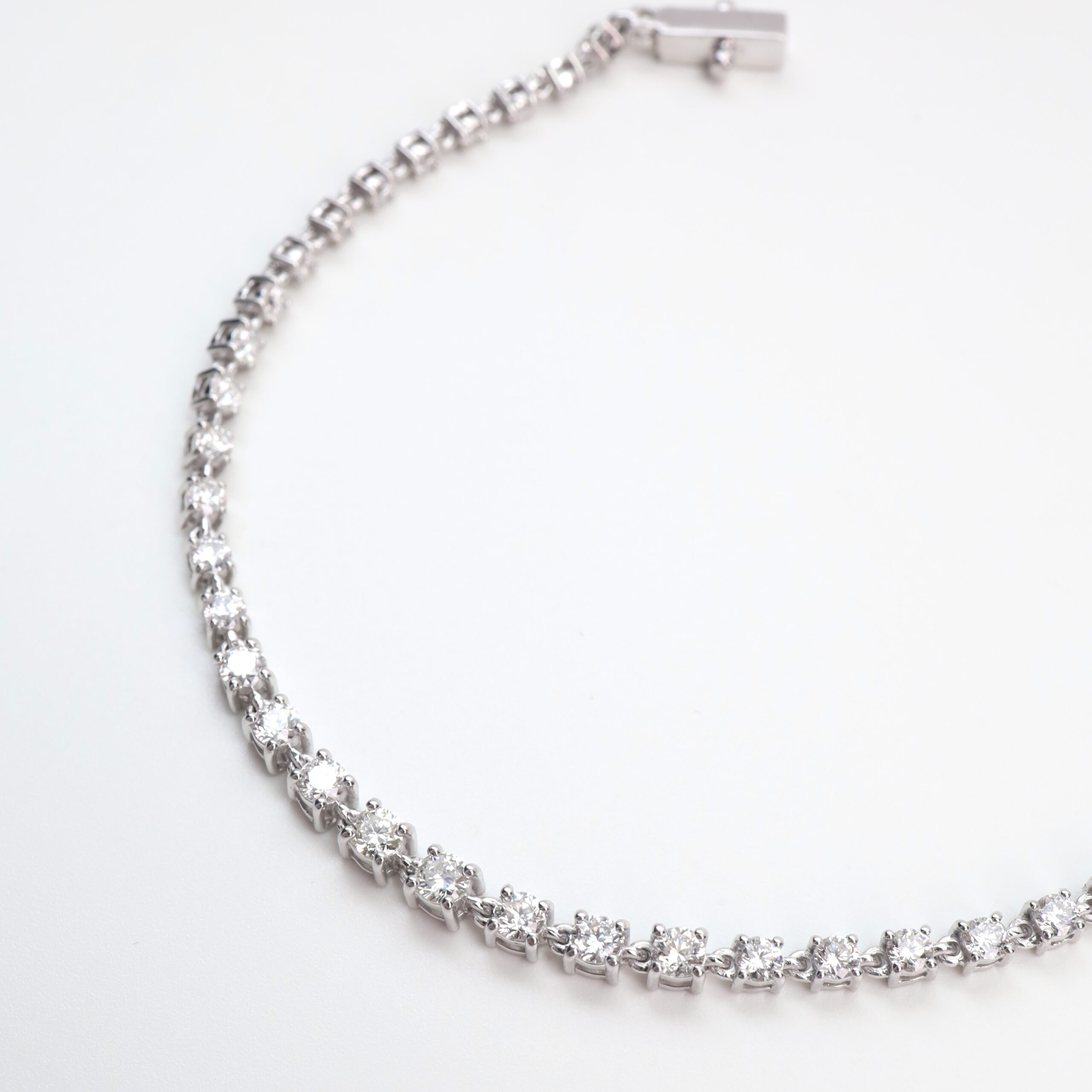 2.06 Carat Round Diamond Eternity Bracelet in 18K White Gold