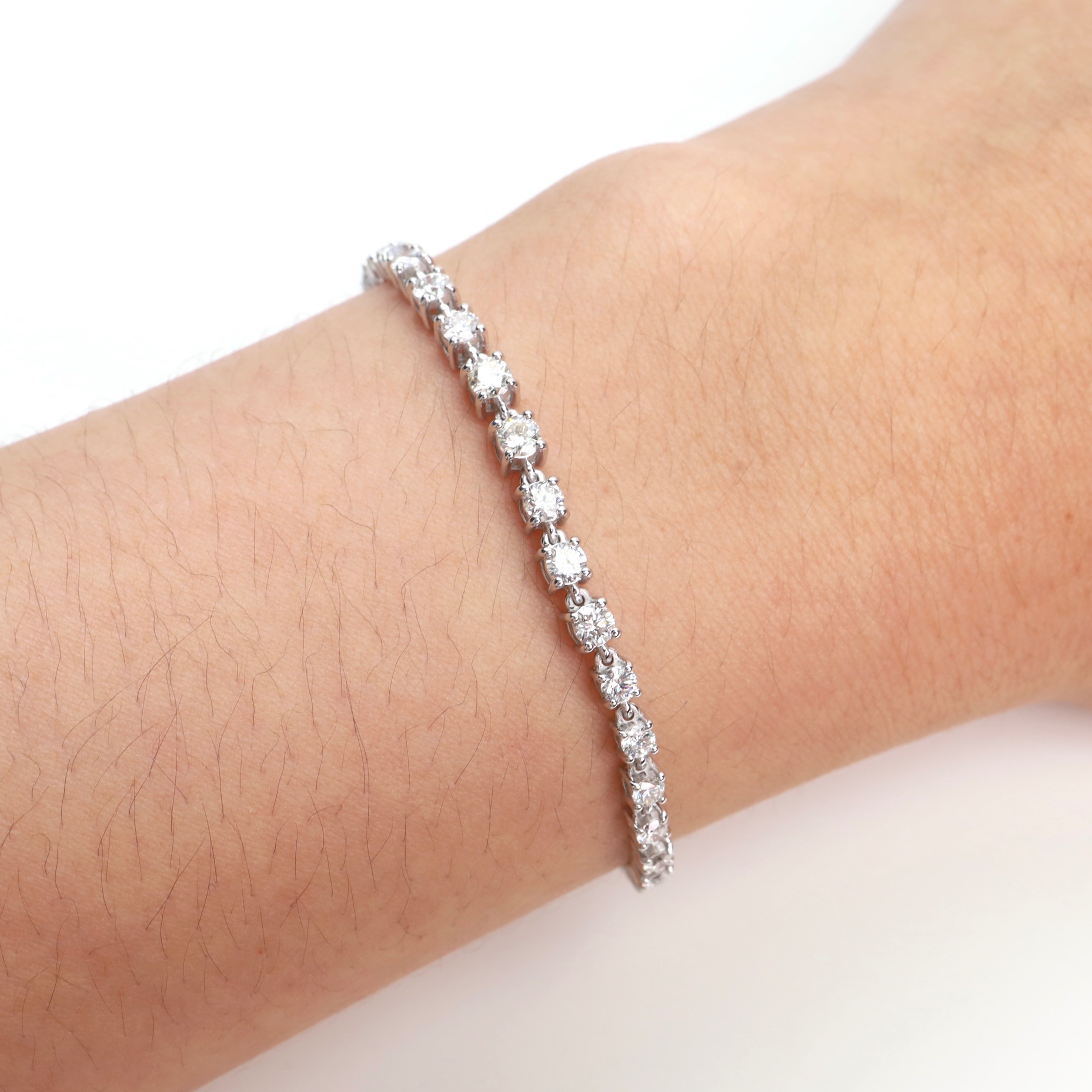 2.06 Carat Round Diamond Eternity Bracelet in 18K White Gold - Image 2