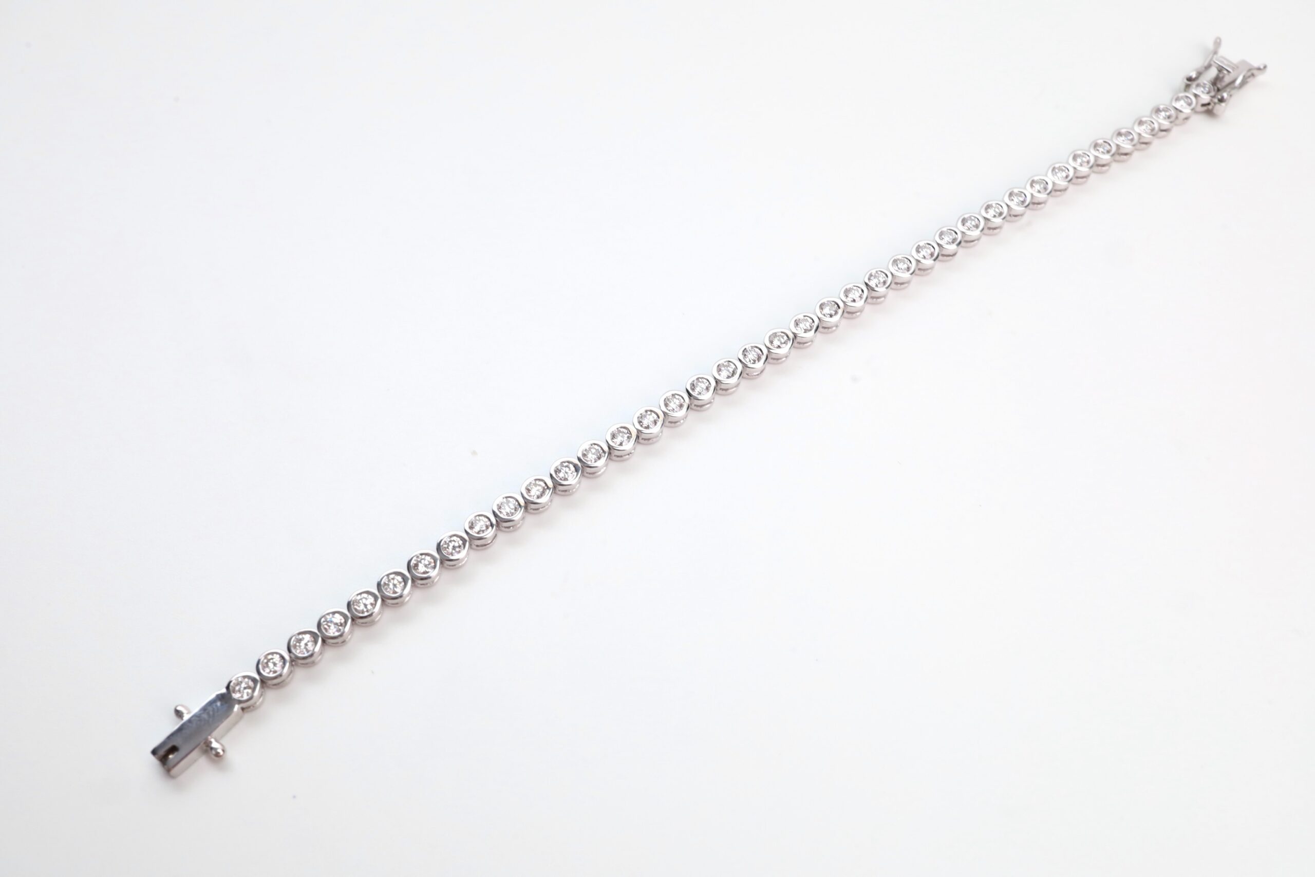 2.52 Carat Bezel-Set Diamond Tennis Bracelet in 18K White Gold - Image 7