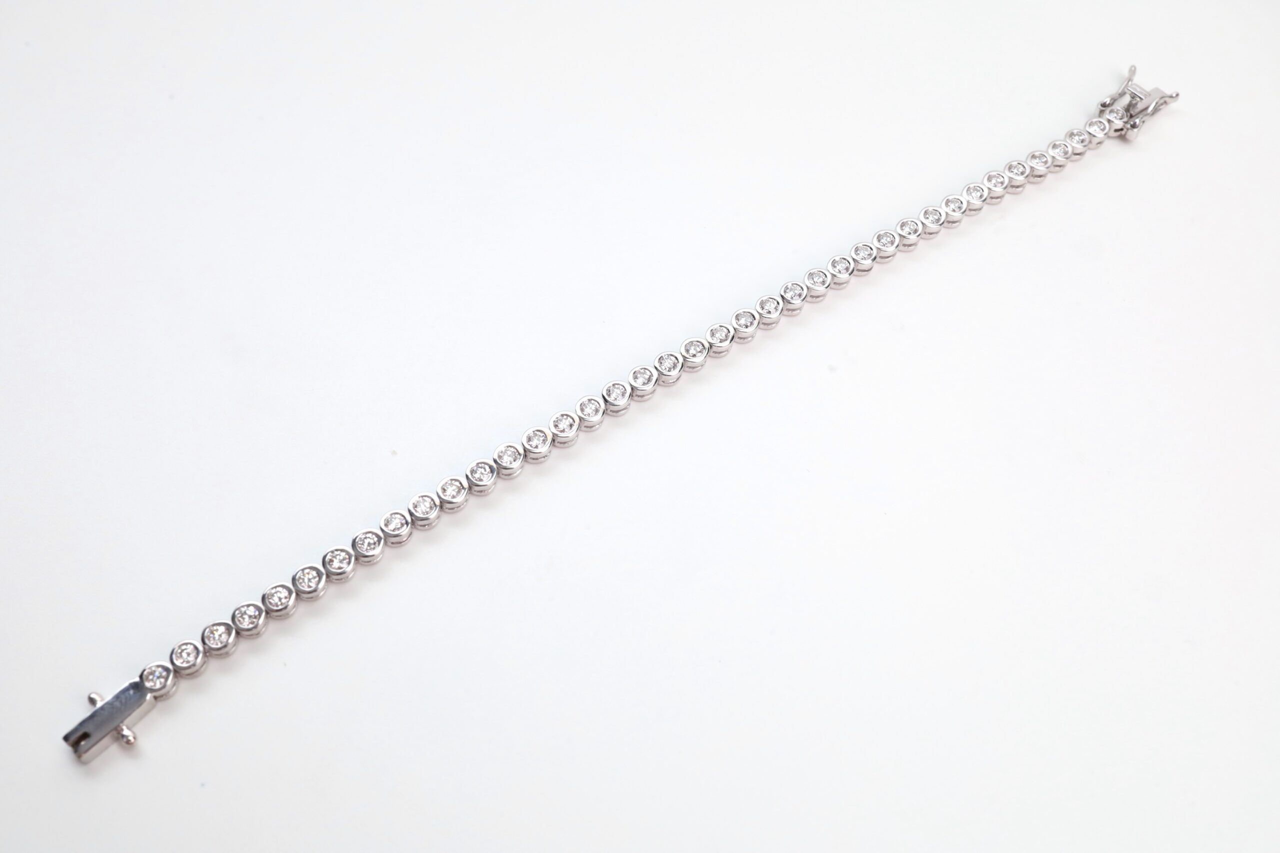 2.52 Carat Bezel-Set Diamond Tennis Bracelet in 18K White Gold - Image 8