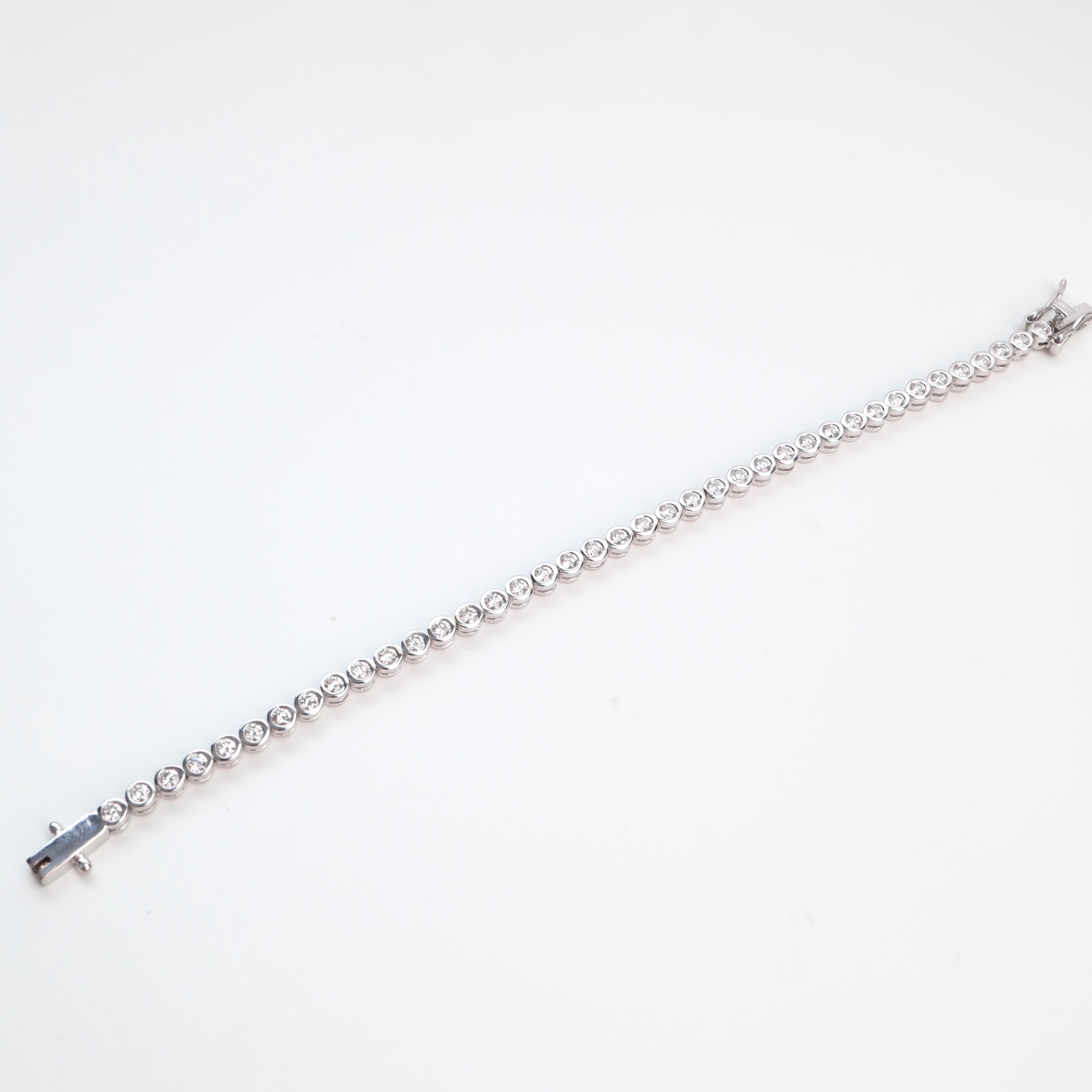 2.52 Carat Bezel-Set Diamond Tennis Bracelet in 18K White Gold - Image 9