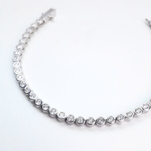 2.52 Carat Bezel-Set Diamond Tennis Bracelet in 18K White Gold