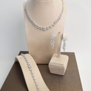 "Lovely Bride" Natural Diamond Wedding Jewelry Set in 18K White Gold
