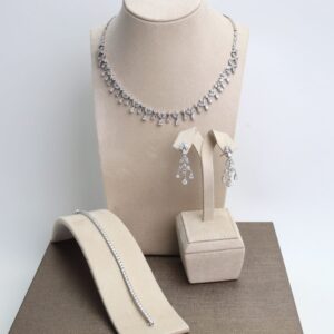 "Enchanted Bride" Natural Diamond Wedding Jewelry Set in 18K White Gold