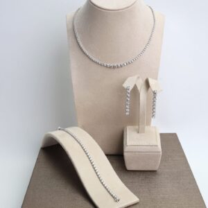 "Minimal Bride" Natural Diamond Wedding Jewelry Set in 18K White Gold