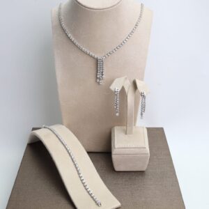 "Classic Bride" Natural Diamond Wedding Jewelry Set in 18K White Gold