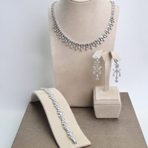 "Elegant Bride" Natural Diamond Wedding Jewelry Set in 18K White Gold