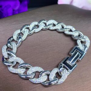 CHAIN! 2.75TCW F/VS Diamonds in 18K Solid White Gold Bangle Bracelet Hiphop