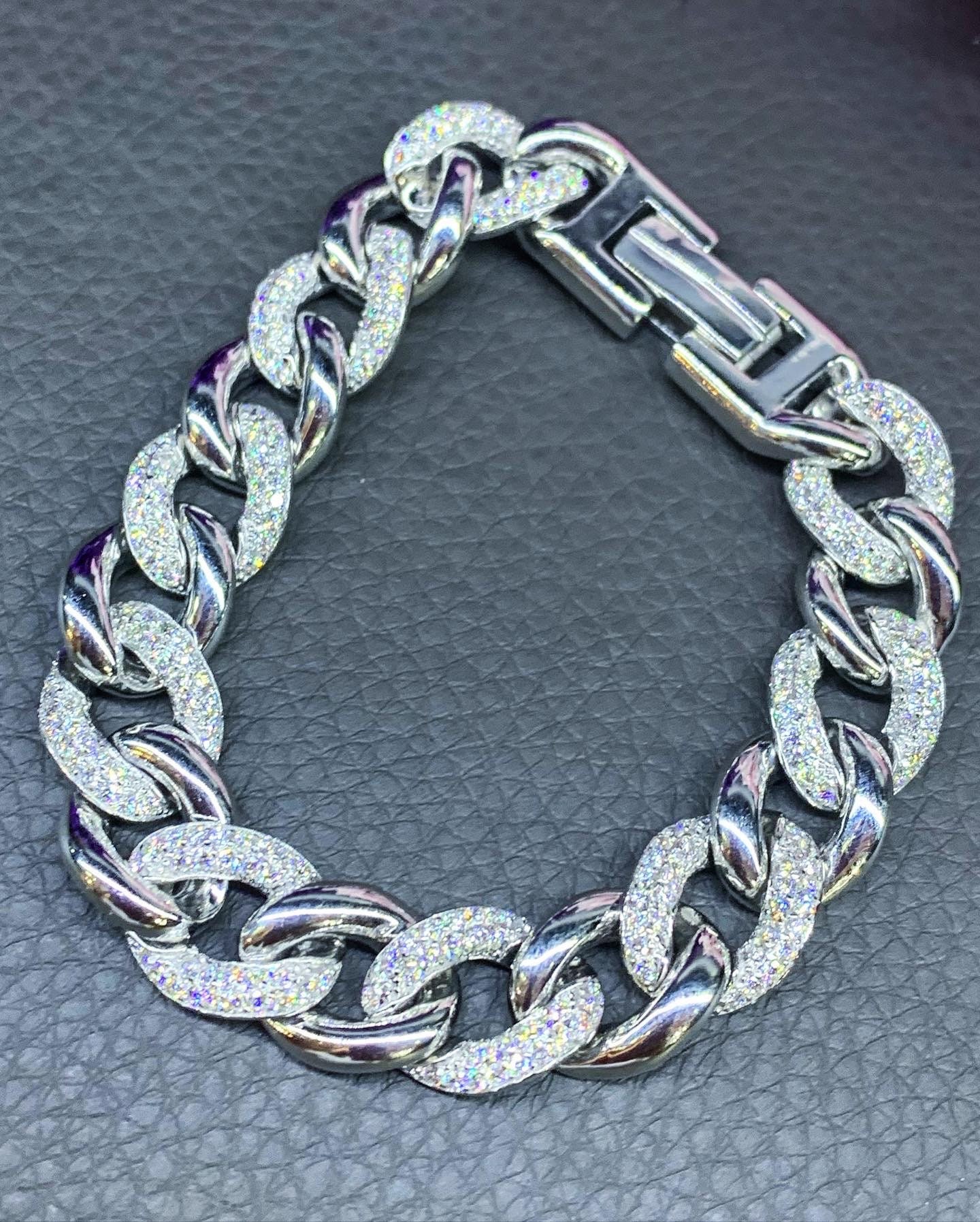 CHAIN! 2.75TCW F/VS Diamonds in 18K Solid White Gold Bangle Bracelet Hiphop - Image 5