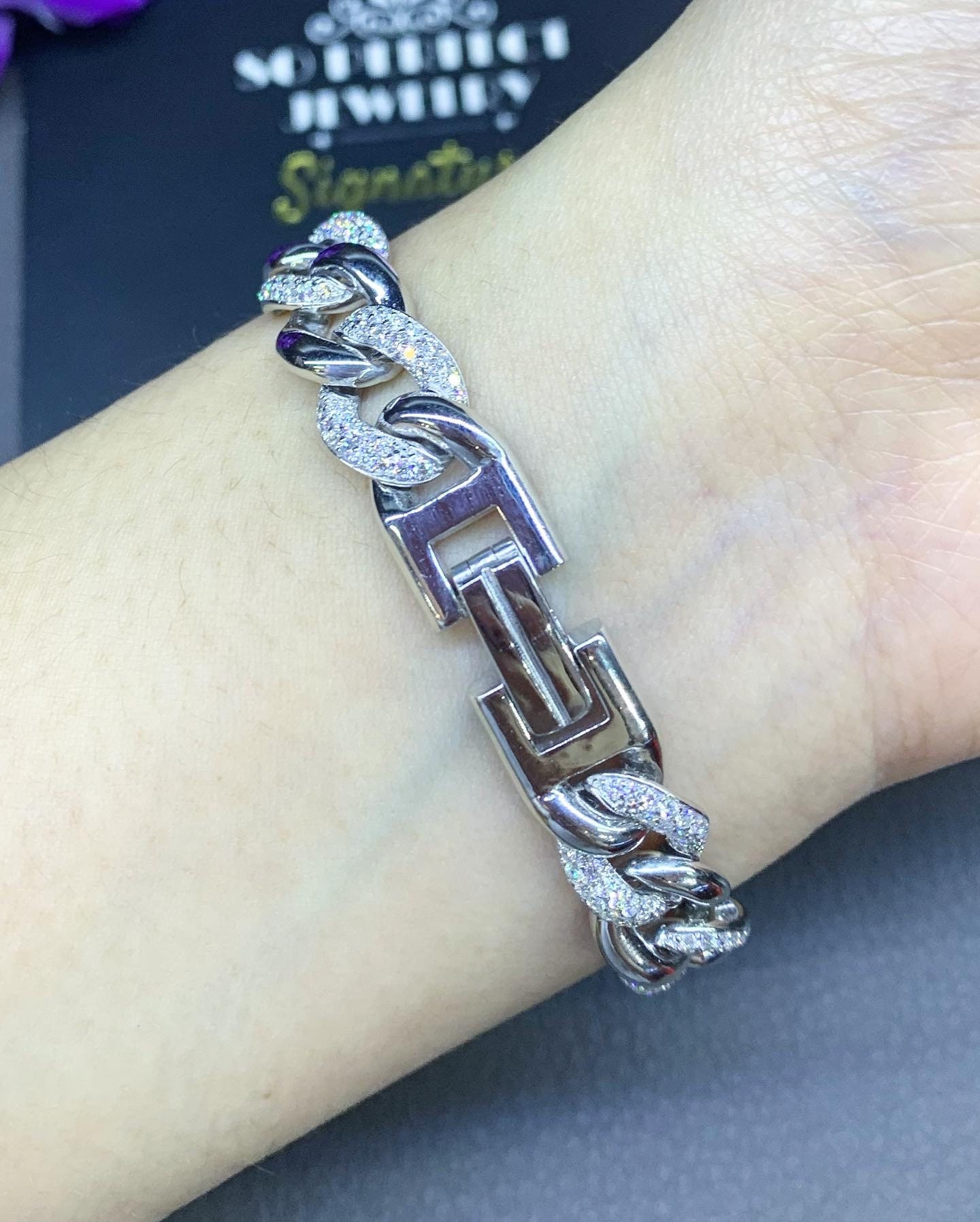 CHAIN! 2.75TCW F/VS Diamonds in 18K Solid White Gold Bangle Bracelet Hiphop - Image 6