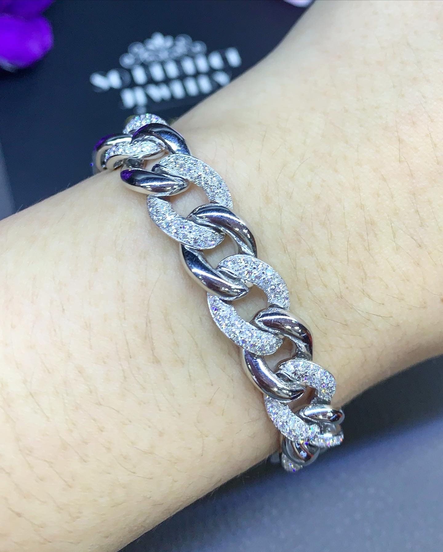 CHAIN! 2.75TCW F/VS Diamonds in 18K Solid White Gold Bangle Bracelet Hiphop - Image 8