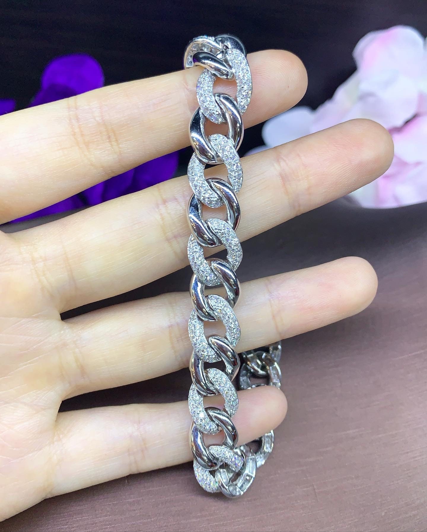 CHAIN! 2.75TCW F/VS Diamonds in 18K Solid White Gold Bangle Bracelet Hiphop - Image 9
