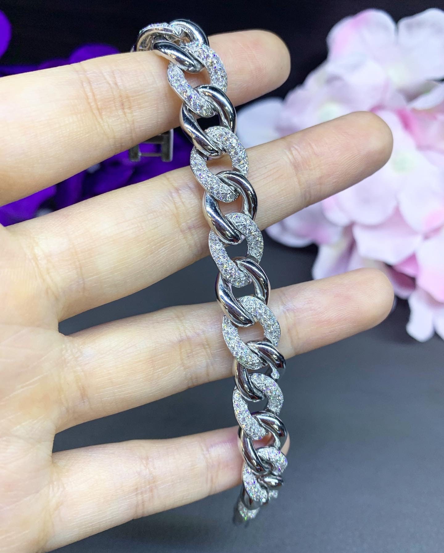 CHAIN! 2.75TCW F/VS Diamonds in 18K Solid White Gold Bangle Bracelet Hiphop - Image 10