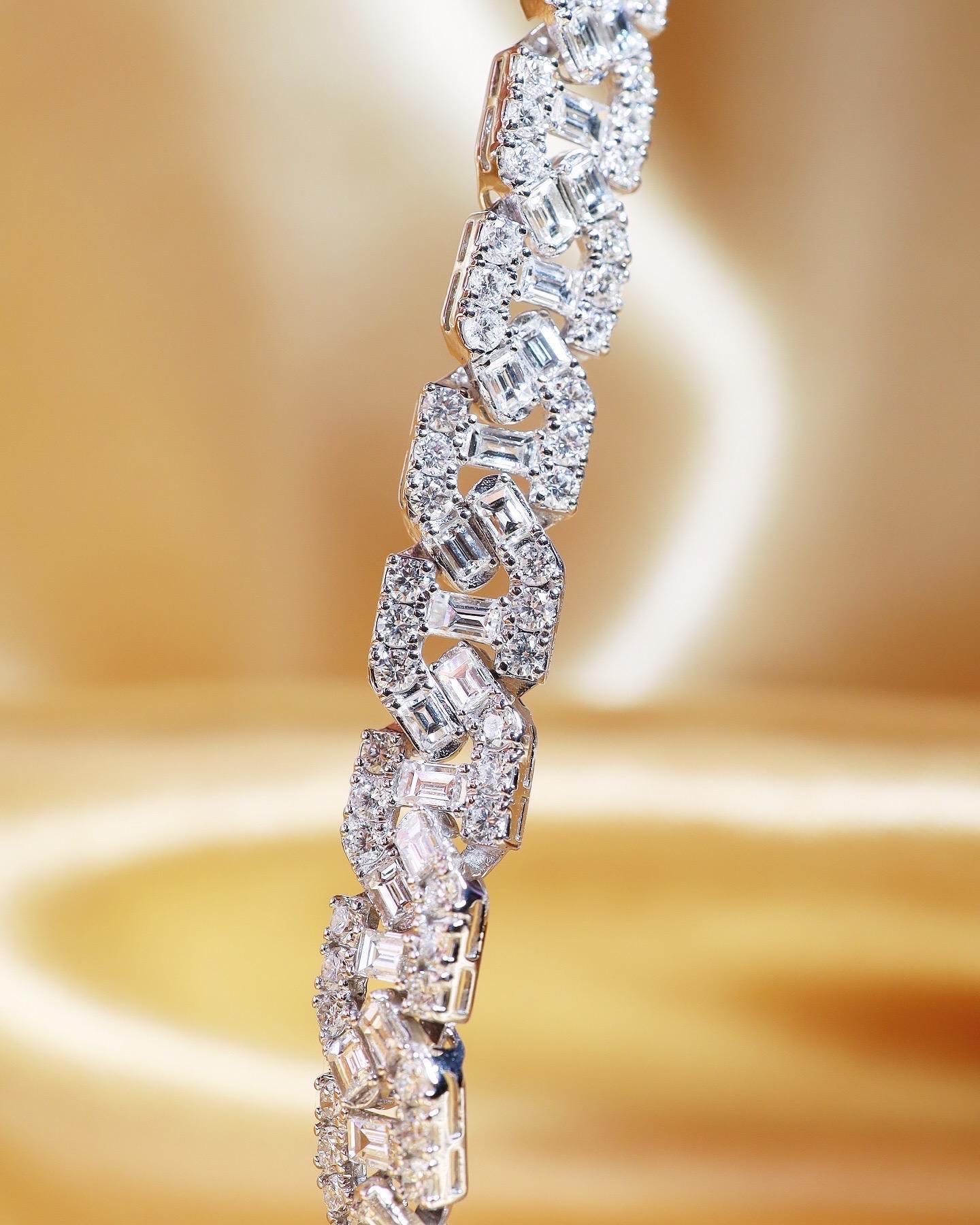 CHAIN! 8.66TCW F/VS Diamonds in 14K Solid White Gold Bracelet Hiphop Bangle