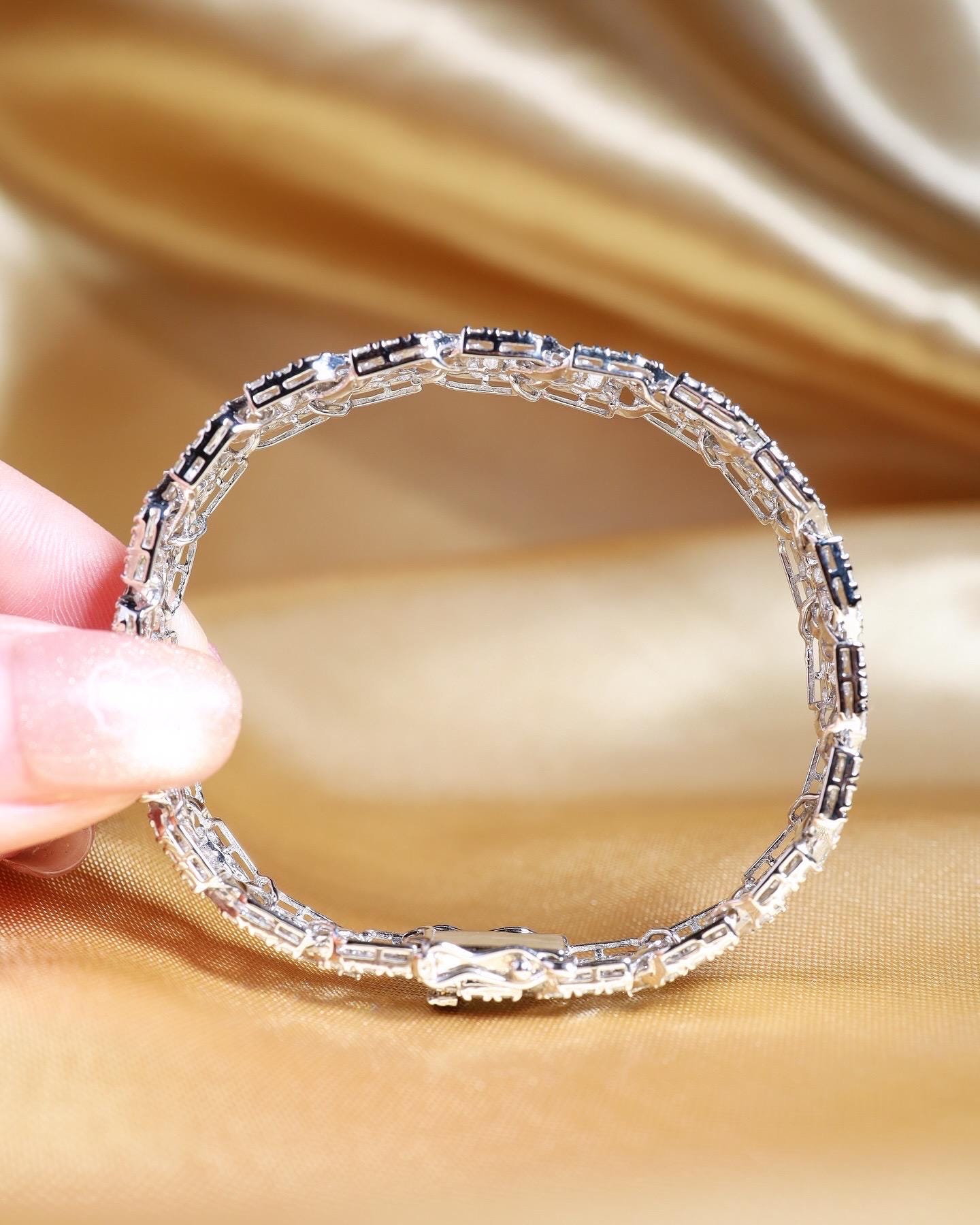 CHAIN! 8.66TCW F/VS Diamonds in 14K Solid White Gold Bracelet Hiphop Bangle - Image 3