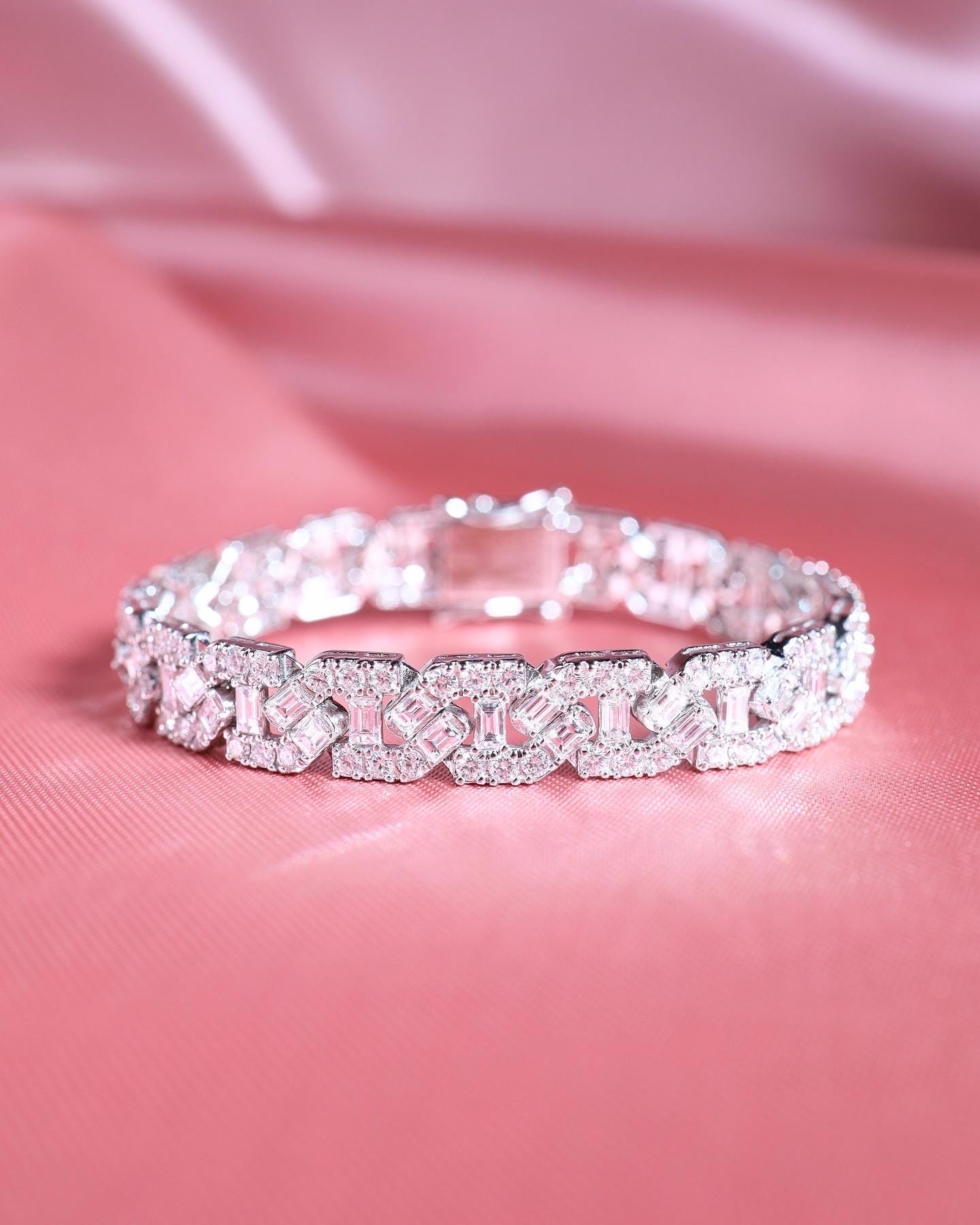 CHAIN! 8.66TCW F/VS Diamonds in 14K Solid White Gold Bracelet Hiphop Bangle - Image 6