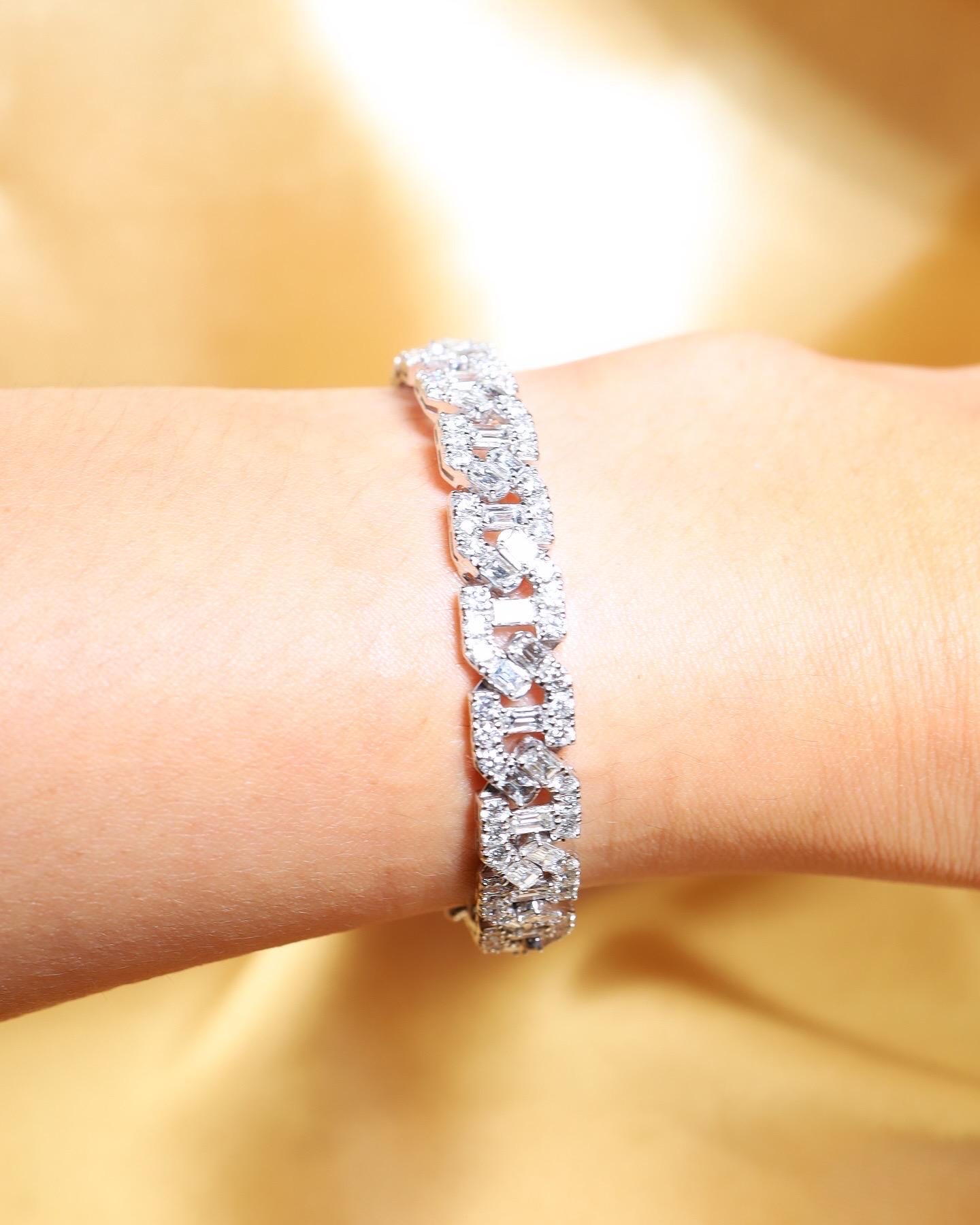 CHAIN! 8.66TCW F/VS Diamonds in 14K Solid White Gold Bracelet Hiphop Bangle - Image 8