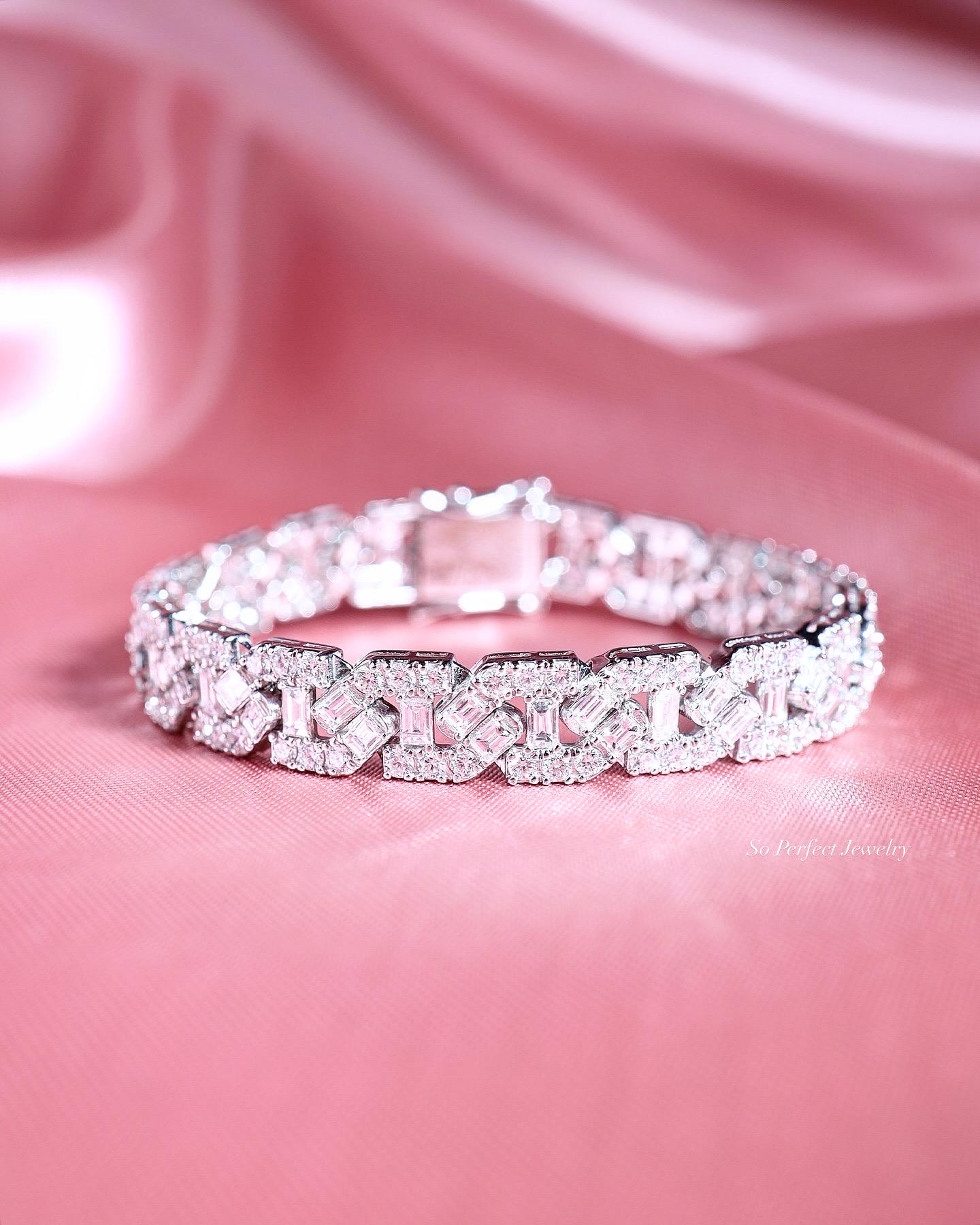 CHAIN! 8.66TCW F/VS Diamonds in 14K Solid White Gold Bracelet Hiphop Bangle - Image 9