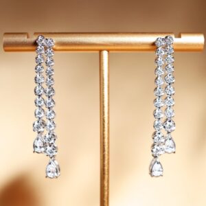 2.37TCW Round Brilliant Diamond Natural 18K Solid White Gold Dangling Earrings