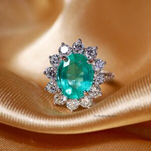 WOW! 5.29TCW Natural Emerald & Diamonds in 18K Solid White Gold Ring