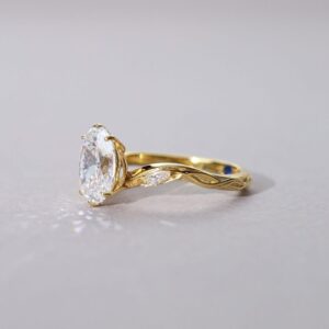 GIA! Oval Diamond VS Diamonds in 18K Solid Yellow Gold Ring Certified Fancy Handmade engagement Band Wedding Colorless D Color Vintage