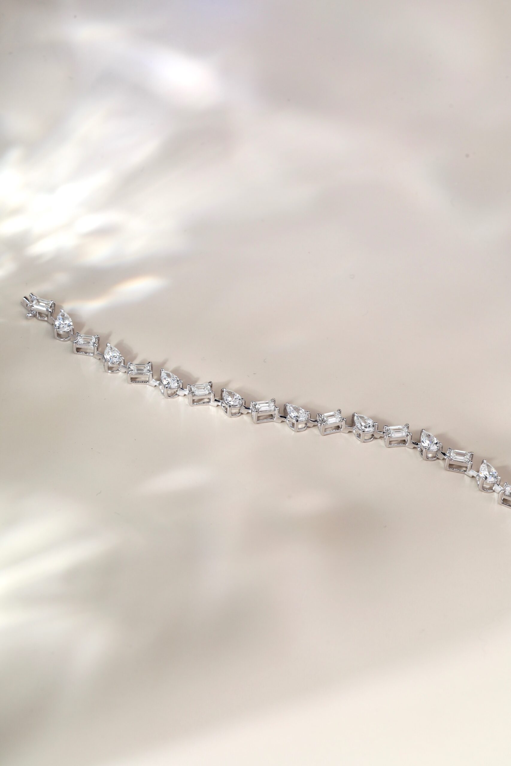 6.13 Carat Pear and Emerald-Cut Diamond Bracelet in 18K White Gold - Image 11