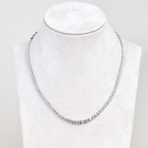 6.16 Carat Semi-Eternity Diamond Necklace in 18K White Gold