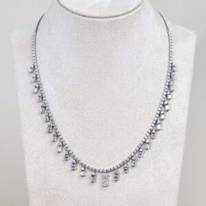 11.47 Carat Mixed-Shape Diamond Necklace in 18K White Gold