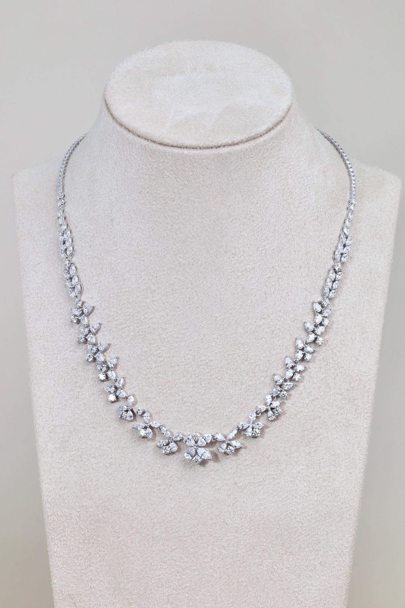 12.88 Carat Fancy-Cut Diamond Necklace in 18K White Gold - Image 3