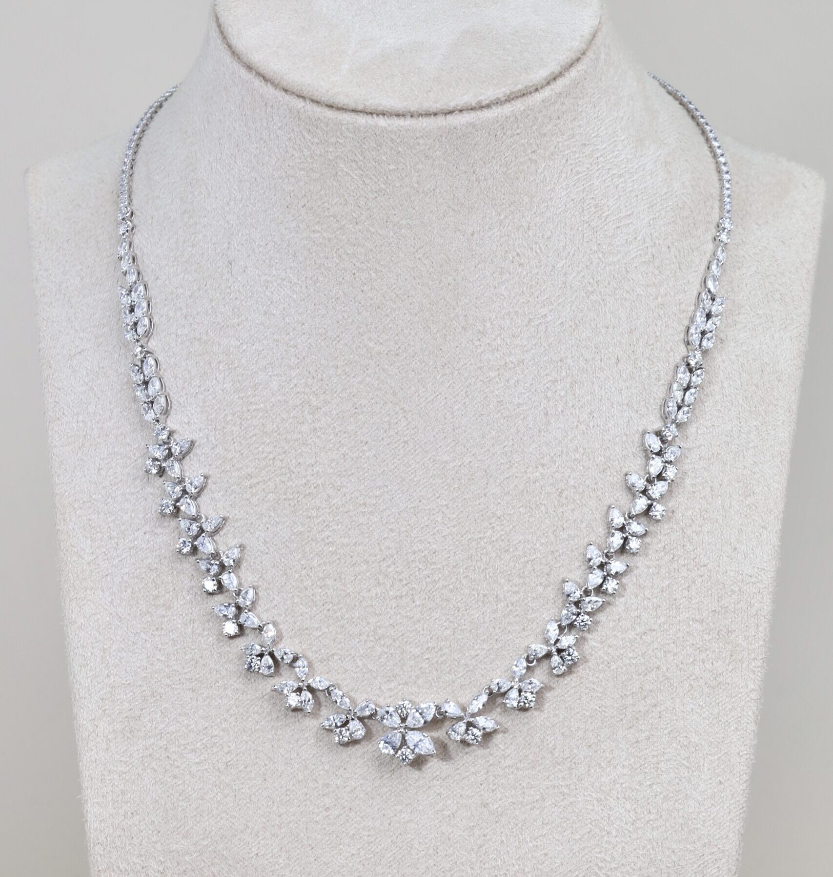 12.88 Carat Fancy-Cut Diamond Necklace in 18K White Gold