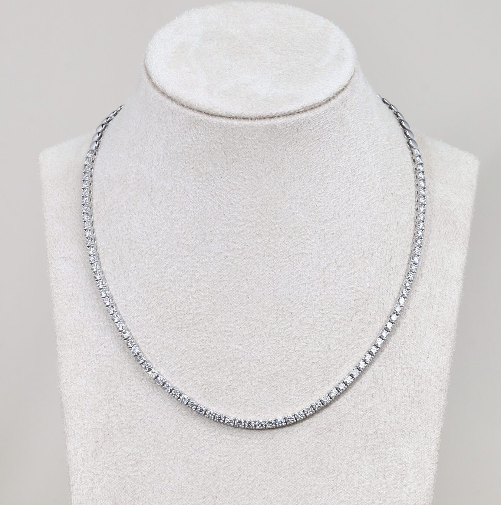 8.10 Carat Semi-Eternity Diamond Necklace in 18K White Gold