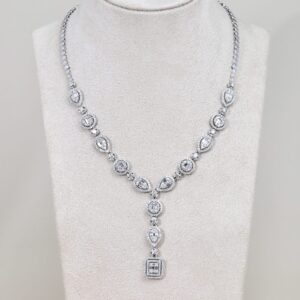 9.48 Carat Full Eternity Illusion Diamond Necklace in 18K White Gold