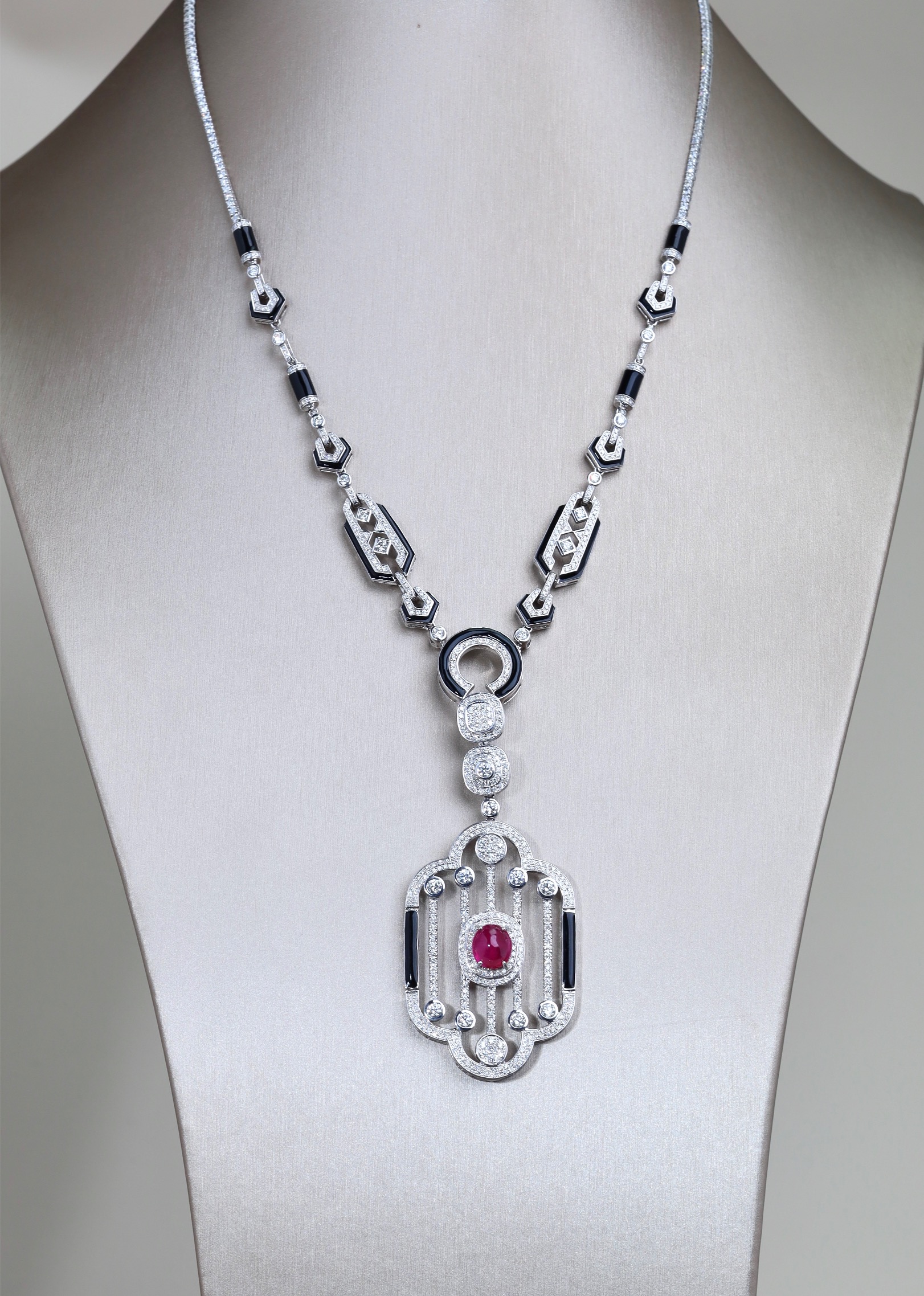 4.13 Carat Burmese Ruby and Diamond Pendant Necklace in 18K White Gold - Image 4