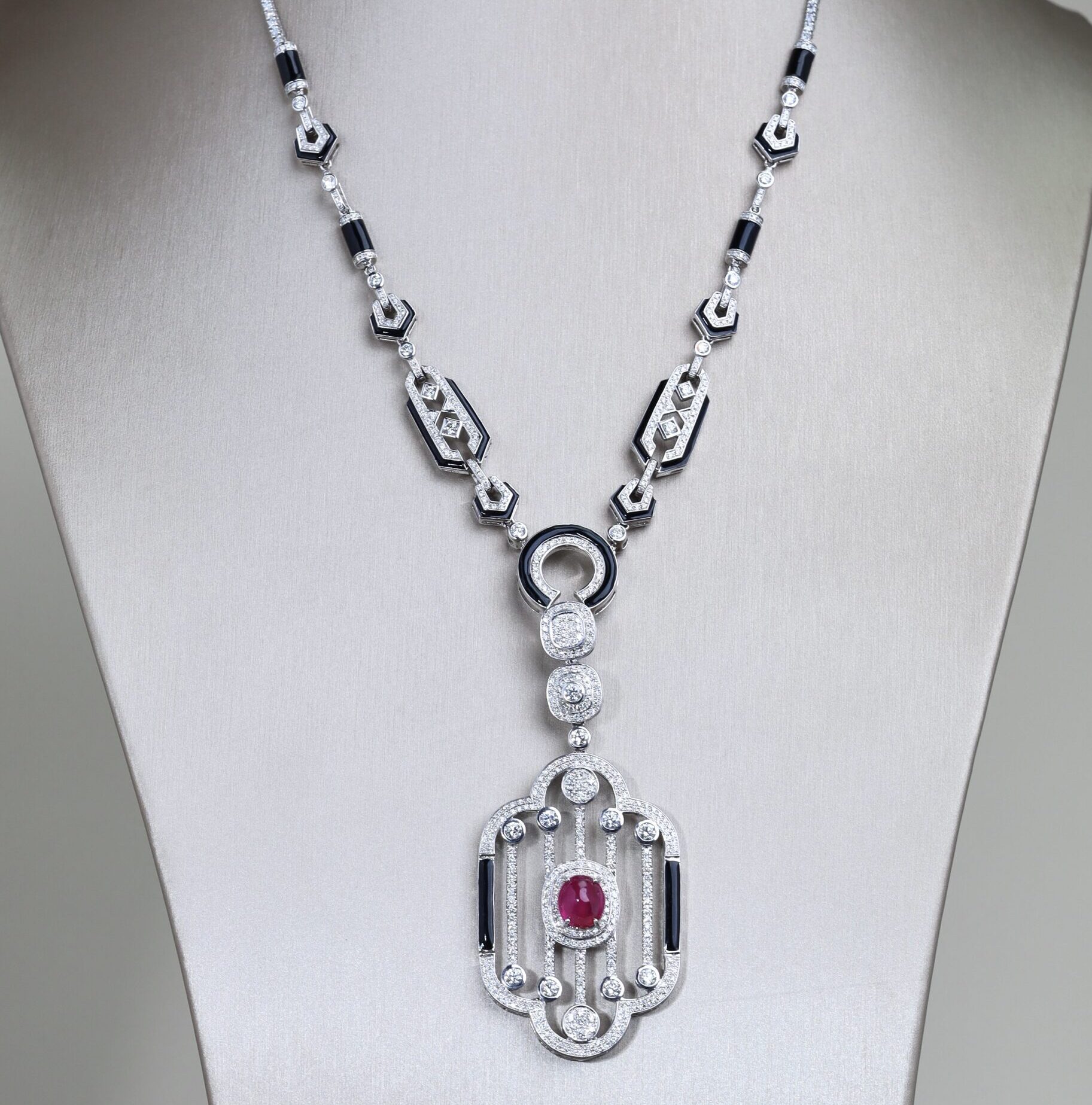 4.13 Carat Burmese Ruby and Diamond Pendant Necklace in 18K White Gold