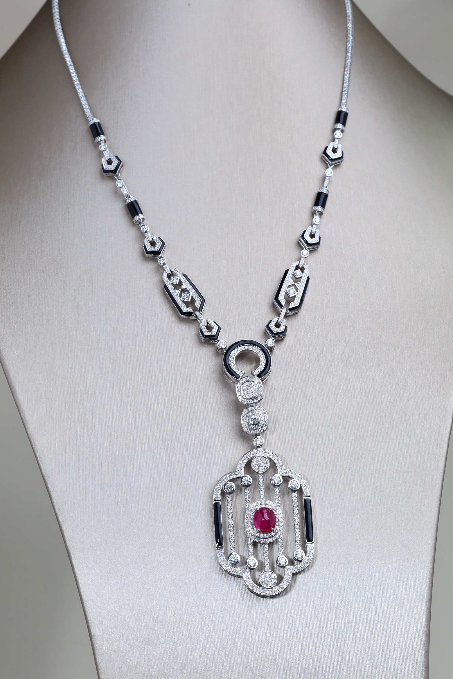 4.13 Carat Burmese Ruby and Diamond Pendant Necklace in 18K White Gold - Image 6