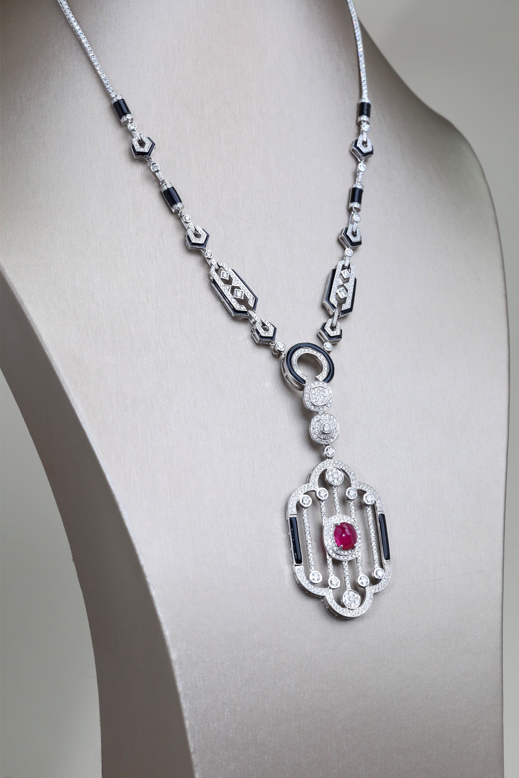 4.13 Carat Burmese Ruby and Diamond Pendant Necklace in 18K White Gold - Image 2