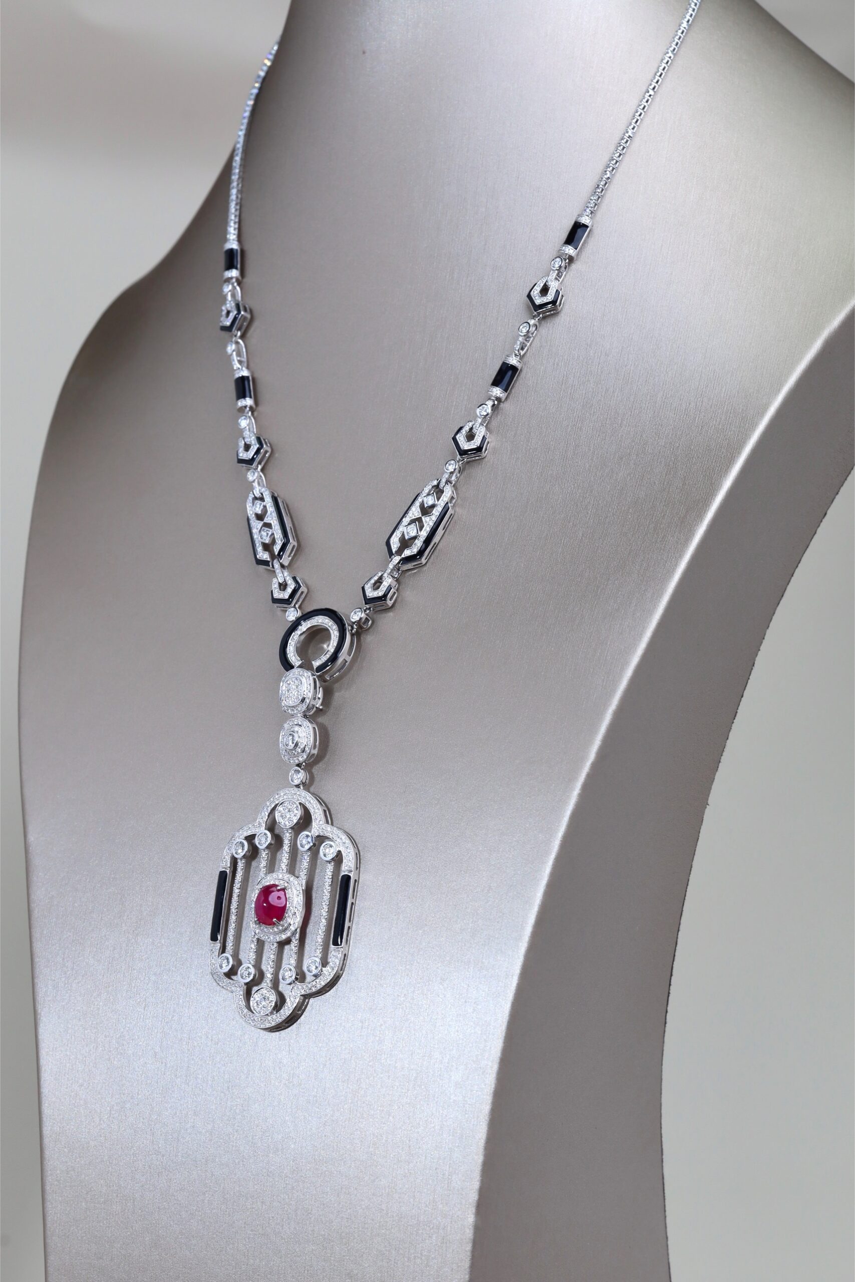 4.13 Carat Burmese Ruby and Diamond Pendant Necklace in 18K White Gold - Image 3