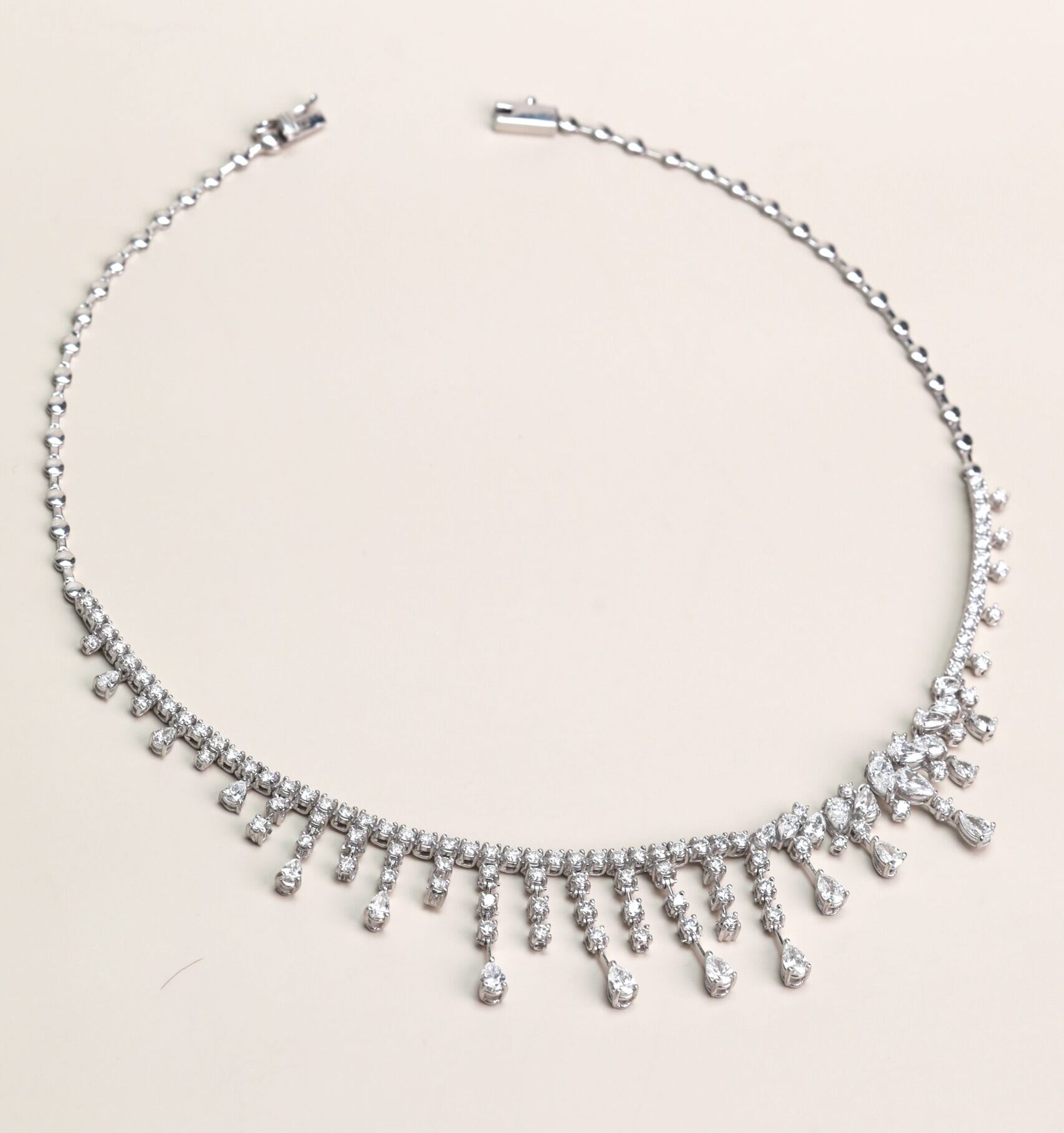 10.57 Carat Fancy Diamond Necklace in 18K White Gold
