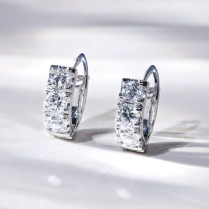 1.50 Carat Natural Diamond Hoop Earrings in 18K White Gold
