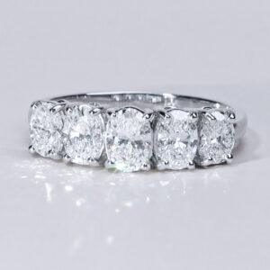 1.90 Carat Oval-Cut Natural Diamond Ring in 18K White Gold