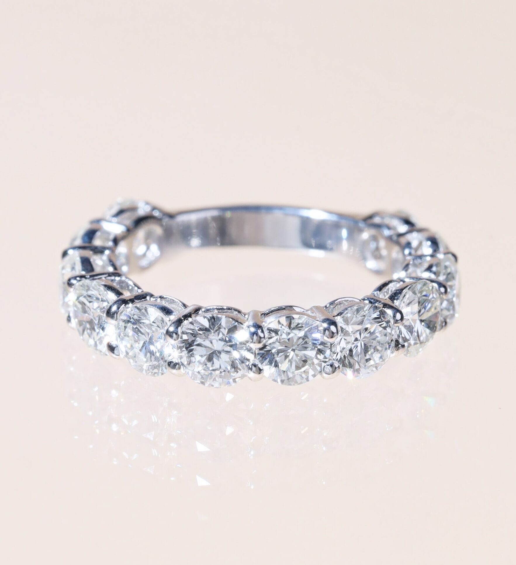3.00 Carat Round Natural Diamond Ring in 18K White Gold